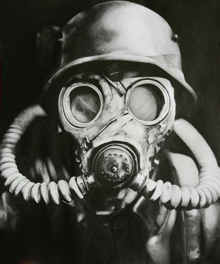 Солдат в противогазе гп5