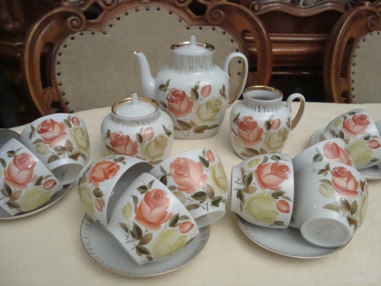 Сервиз букет чайных роз ЛФЗ