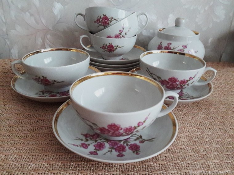 Лулевский фарфор, сервиз чайные Винтаж