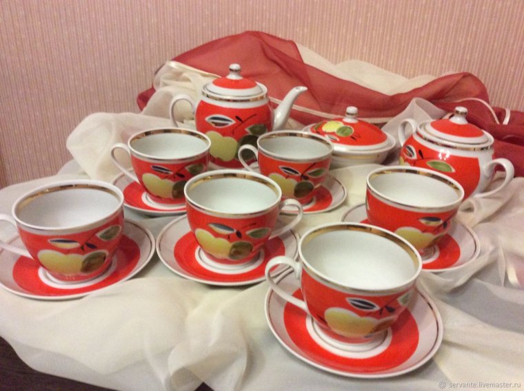 Чайный сервиз яблоко Полонский фарфоровый завод