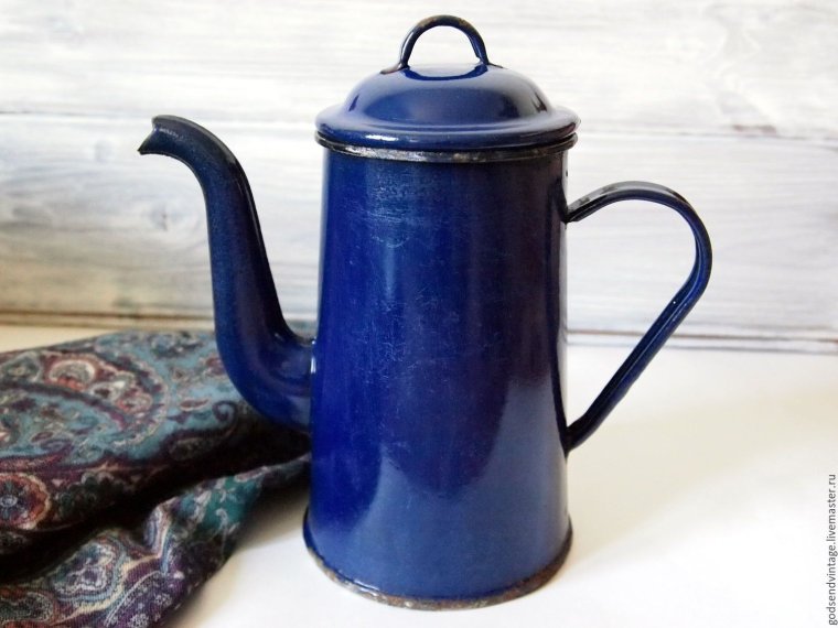 Кофейник «синий мрамор», 800 мл