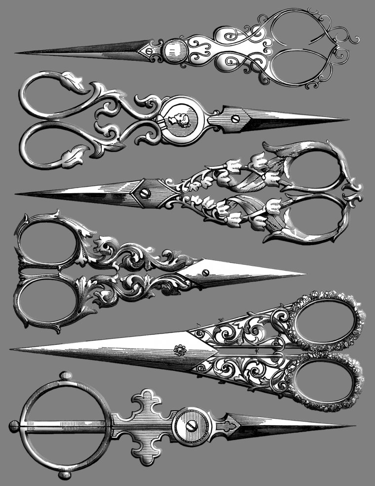Красивые старинные ножницы