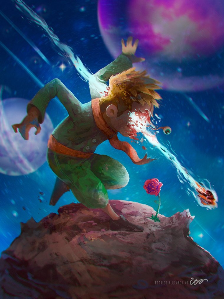 Маленький принц и роза арт