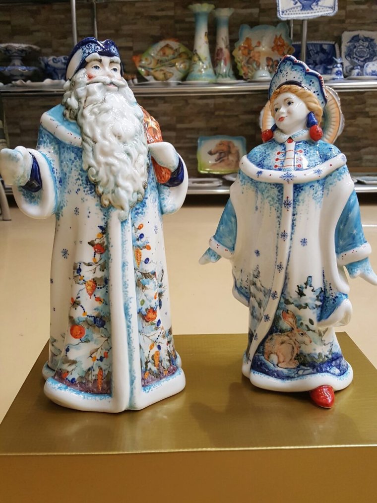 Дед Мороз и Снегурочка керамика