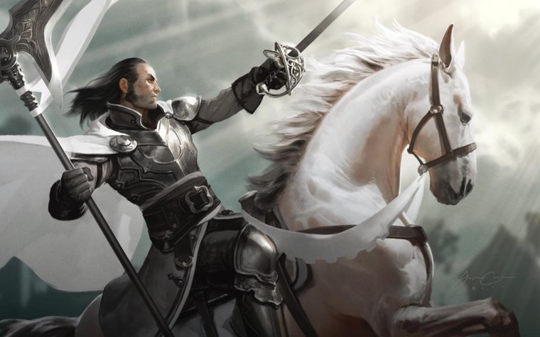 Всадник с мечом на коне