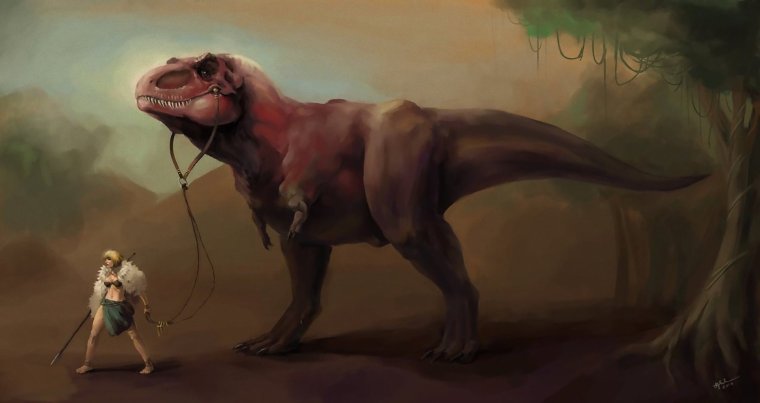 Динозавр на поводке