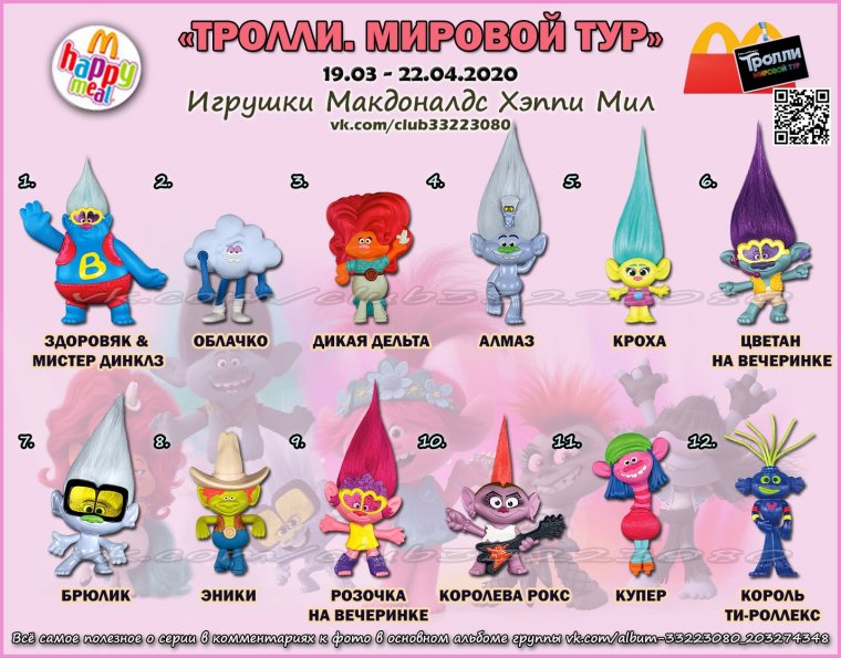 Герои мультика Тролли имена