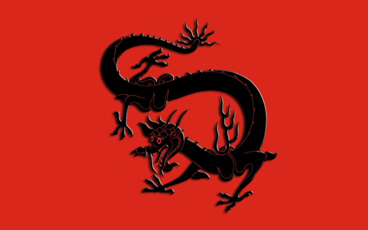 Китайский дракон на Красном фоне