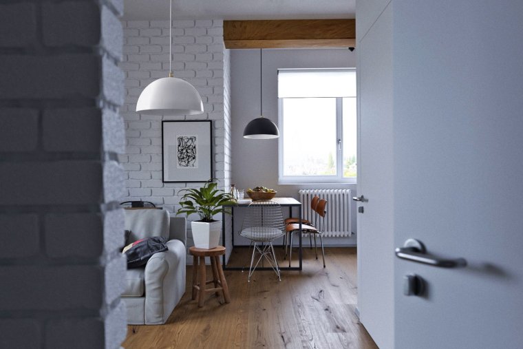 Квартира студия в стиле Скандинавский лофт