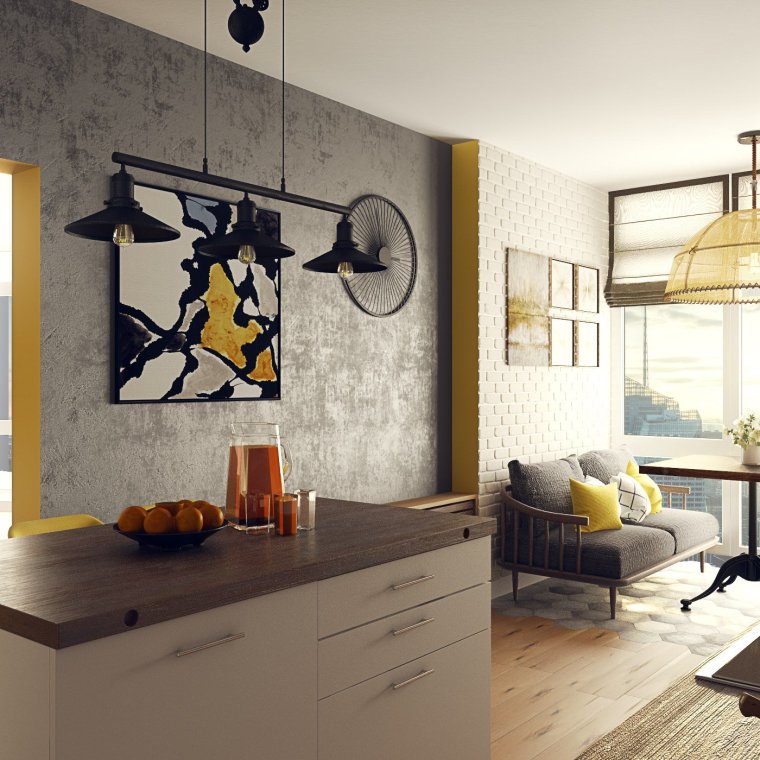 Кухня-гостиная Сканди лофт