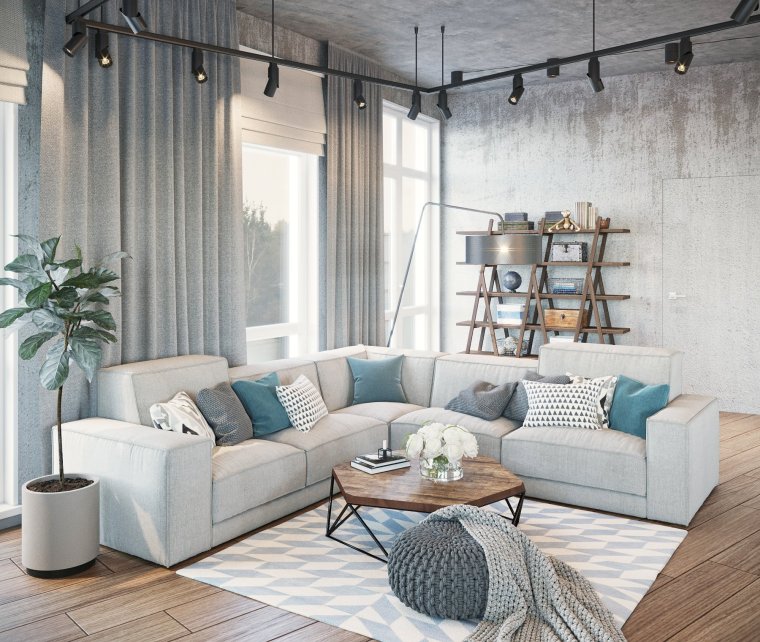 Скандинавский лофт гостиная