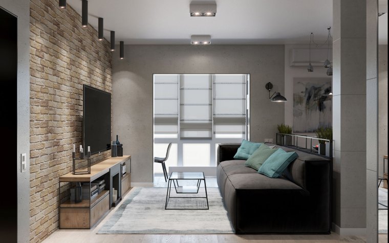 Маленькая гостиная лофт