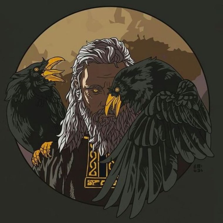 Один и вороны Хугин и Мунин