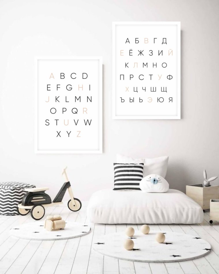 Постеры с буквами в интерьере