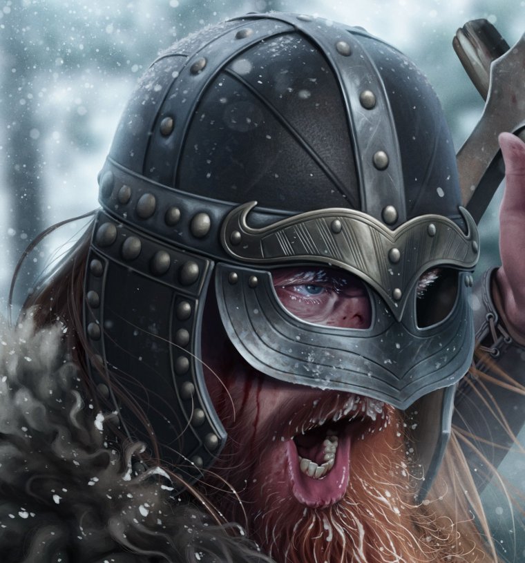 Викинг воин в шлеме