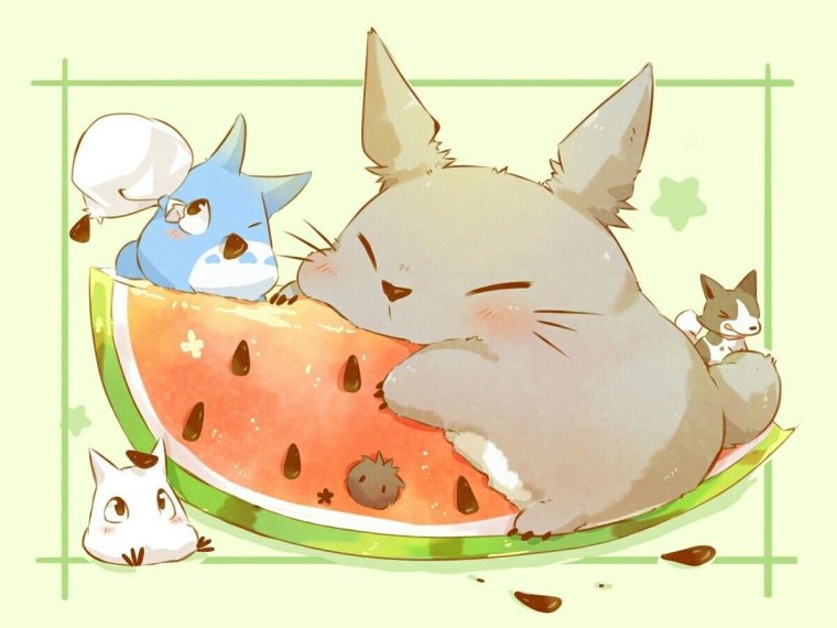 Котики и еда аниме