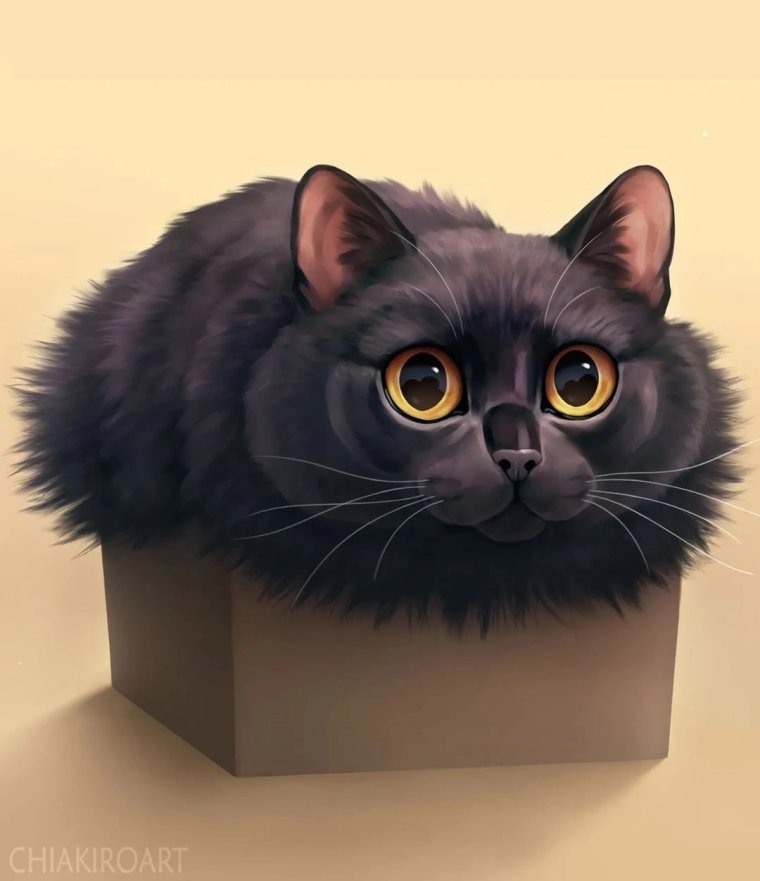 Пушистый кот арт