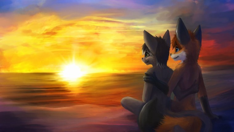 Лис и кошка любовь