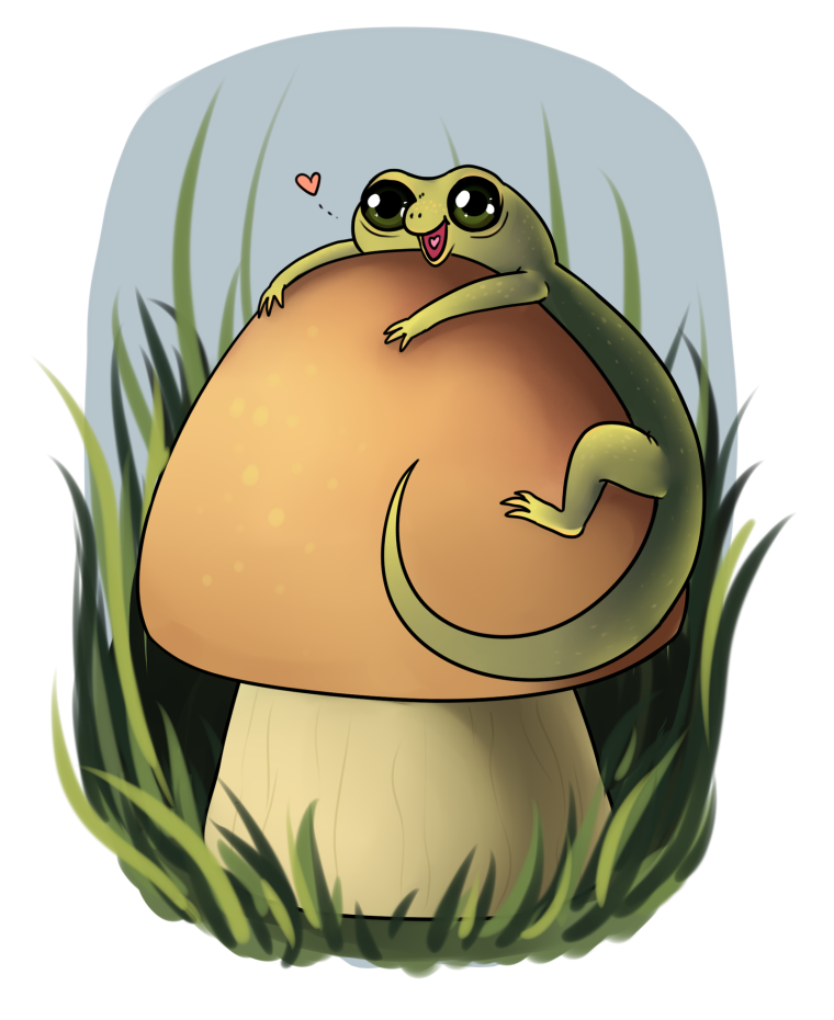 Лягушка и гриб арт