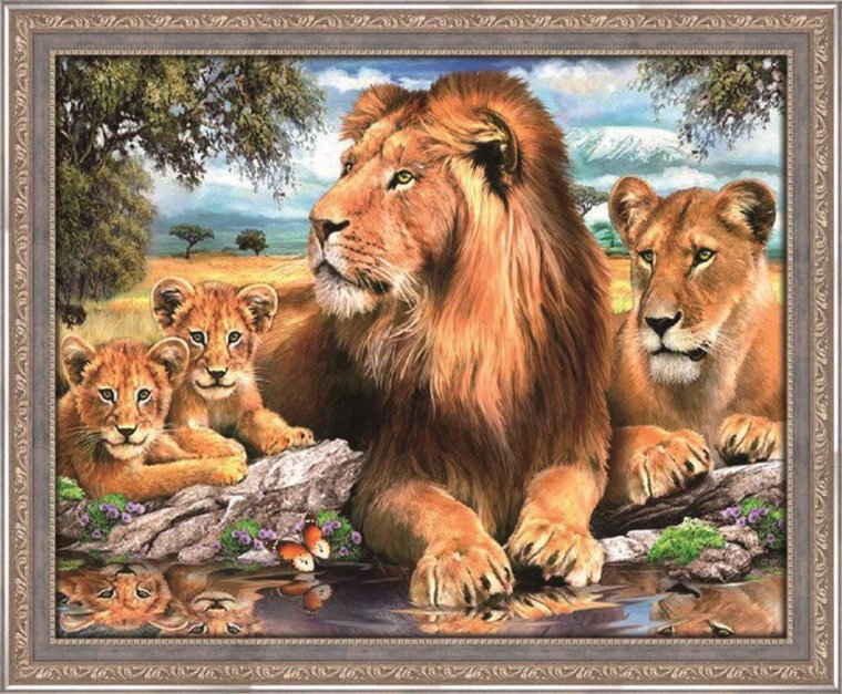 Алмазная мозаика львиный Прайд