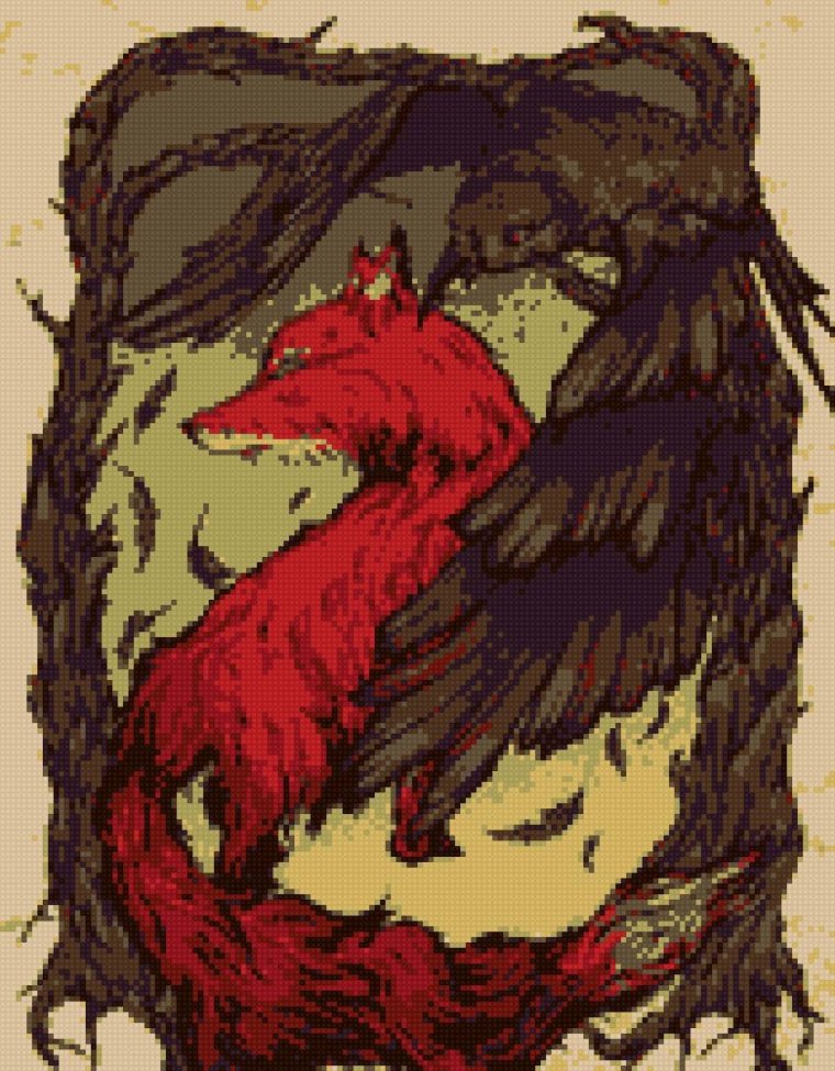 Лиса с вороном