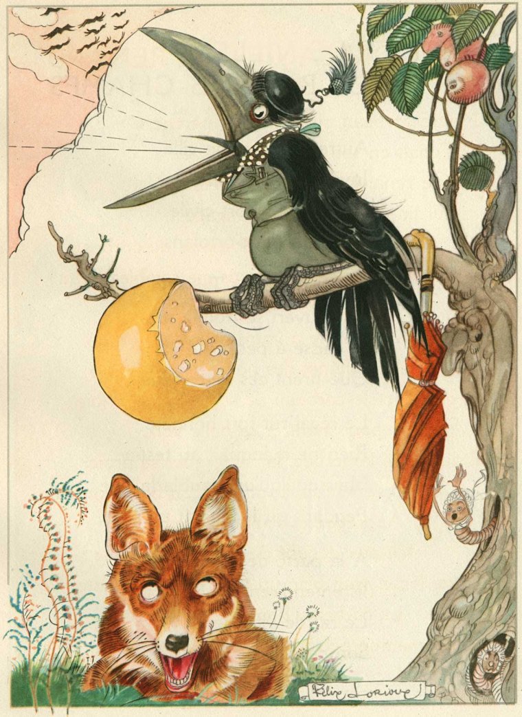 Басня ворона и лисица Жан де Лафонтен