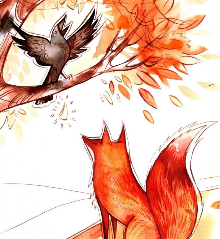 Лиса и ворон арт