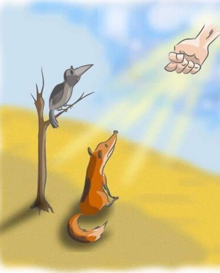 Ворона и лисица наоборот