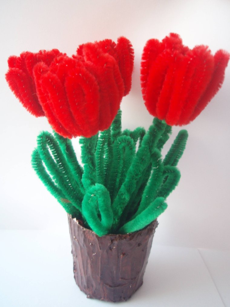 Тюльпаны из синельной проволоки