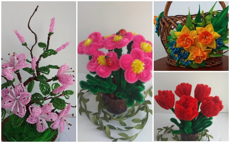 Букет цветов из синельной проволоки