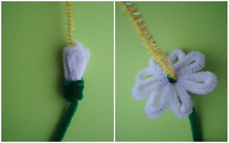 Ромашки из пушистой проволоки