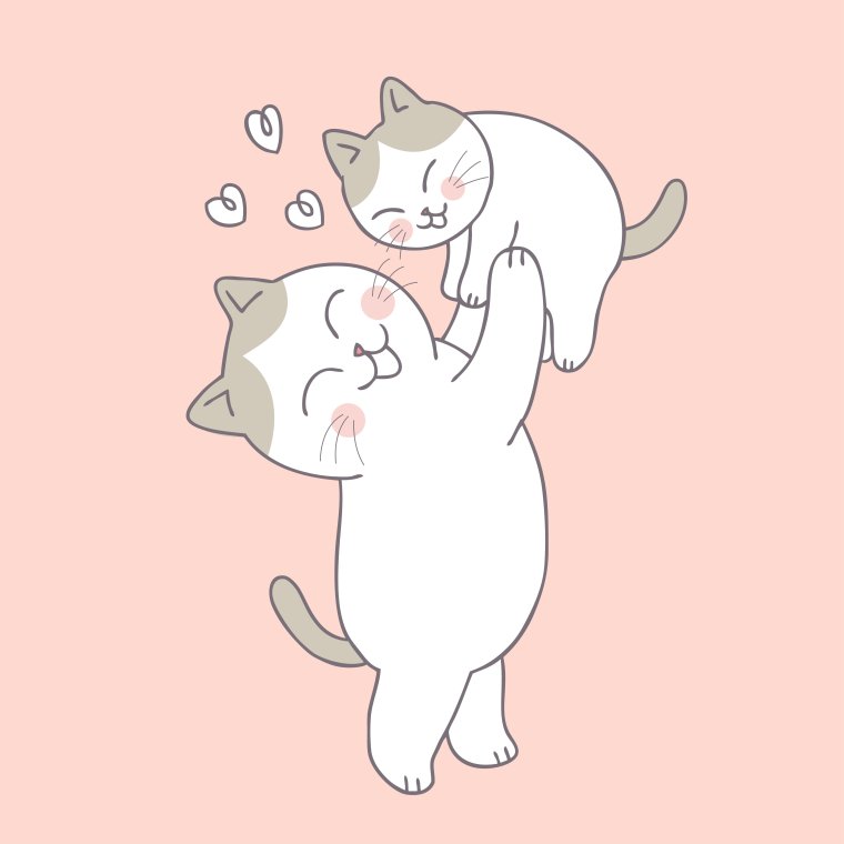 Мама и малыш животные мультяшные