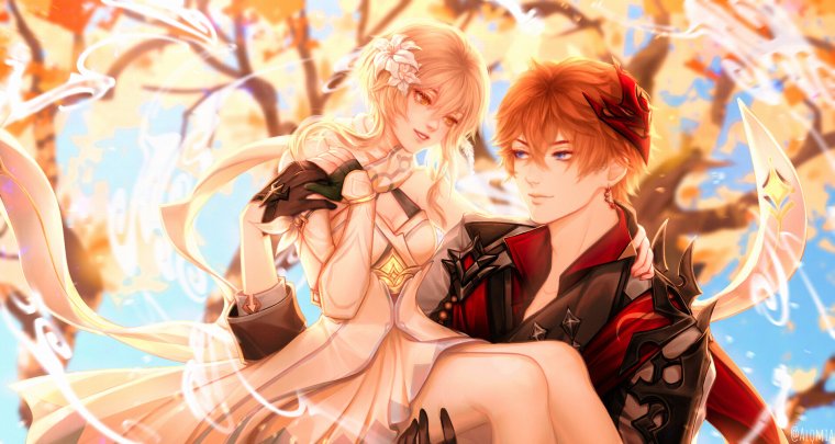 Сяо и люмин Геншин арт