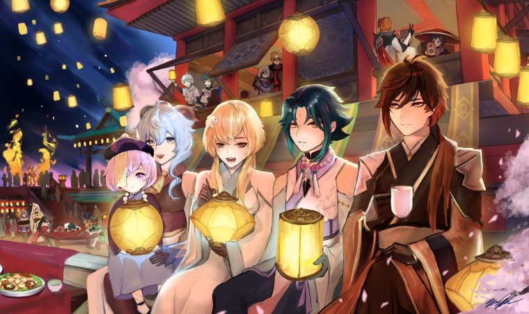 Геншин Импакт праздник фонарей Сяо