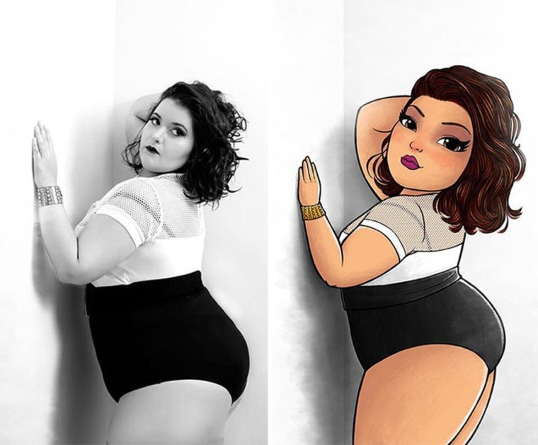 Арты полных девушек