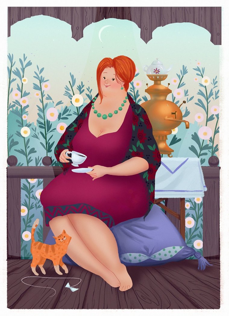 Полная женщина рисунок
