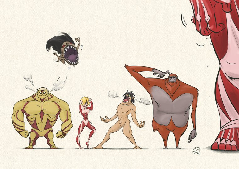 Чиби атака титанов Звероподобный