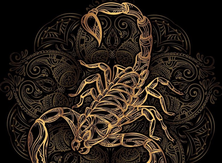 Золотой дракон на черном фоне