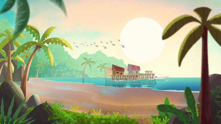 Фон пляж мультяшный