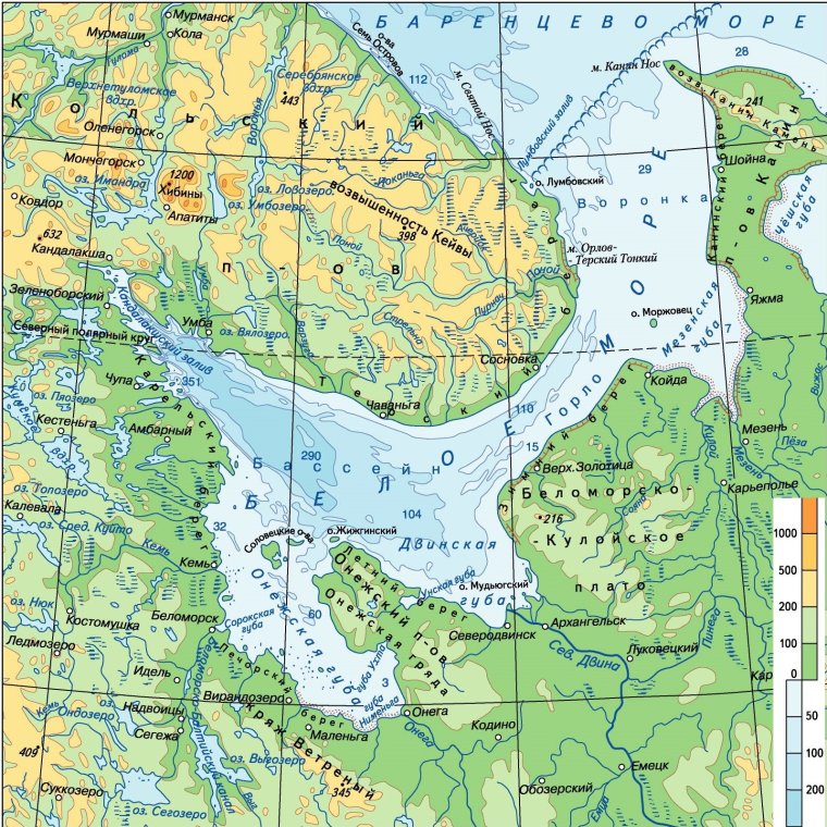 Карта России белое море на карте