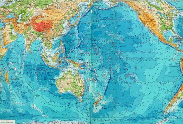 Физическая карта Тихого океана