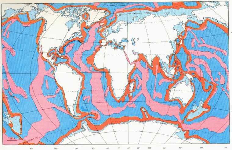 Шельфовая зона Атлантического океана на карте