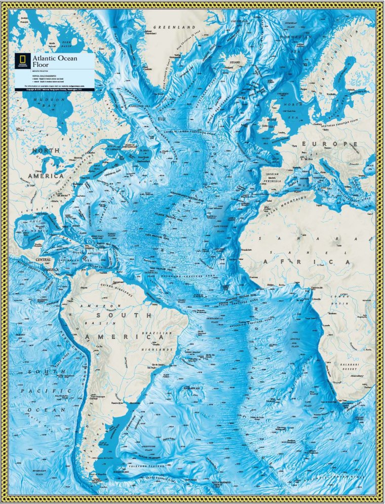 Атлантический океан на карте