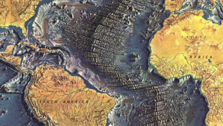 Карта дна Атлантического океана