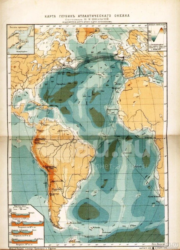 Карта глубин Атлантического океана