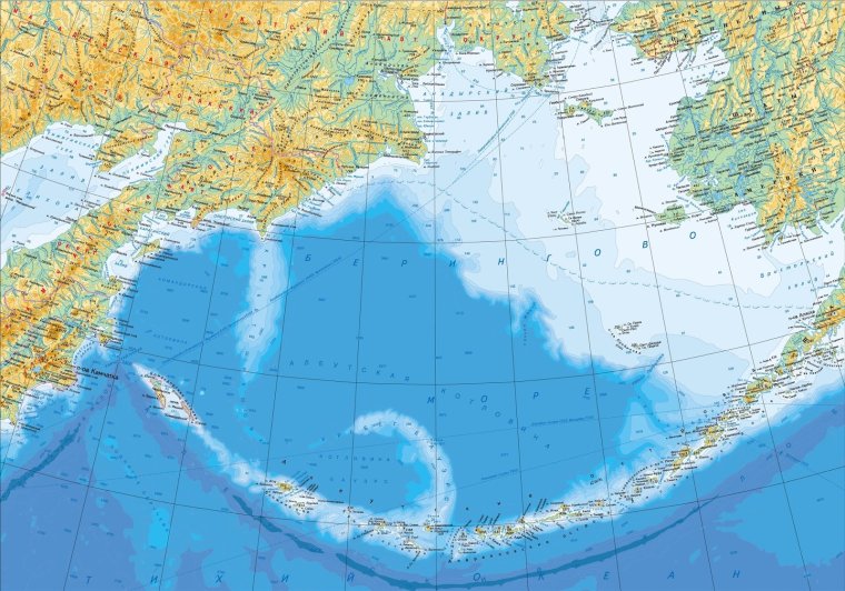 Побережье Берингова моря карта