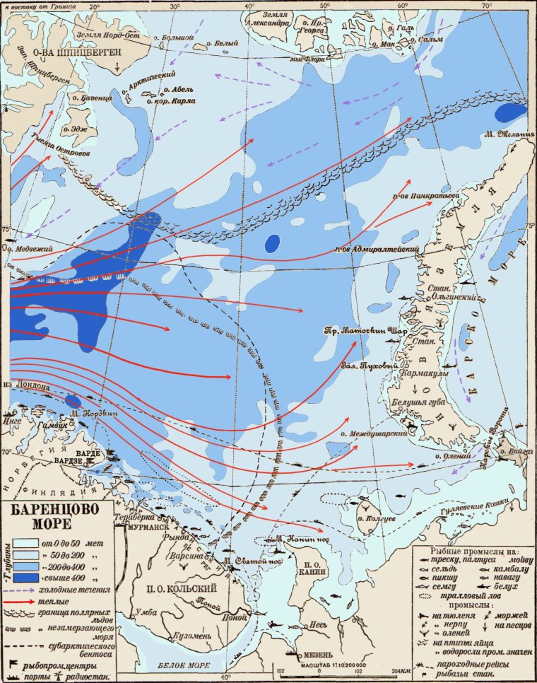 Карта россии баренцево море